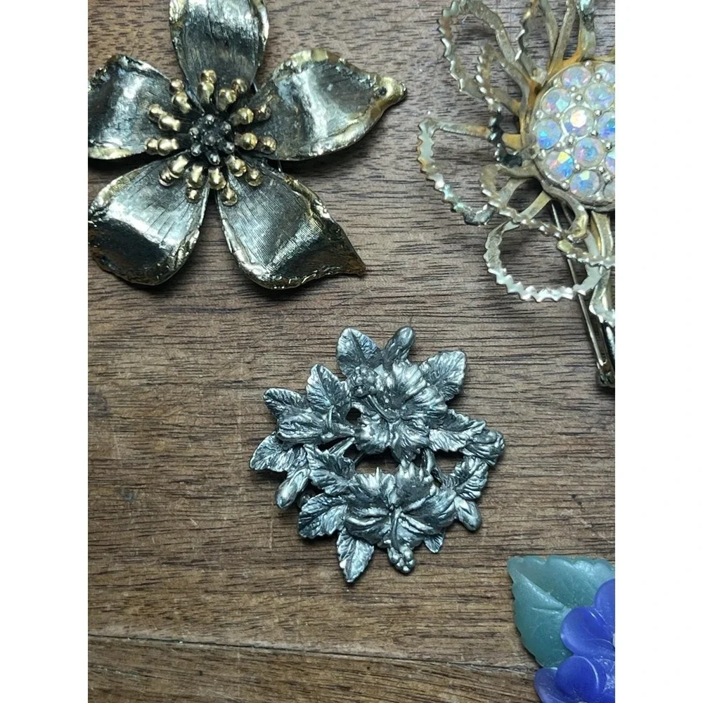Vtg Floral Brooch Lot Hippy Chic Cottage Core Nature 80s 90s